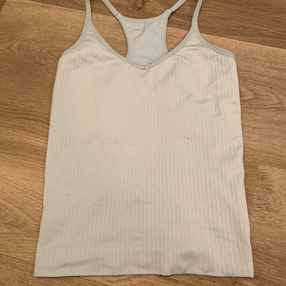 light/baby blue striped workout tank top ♛